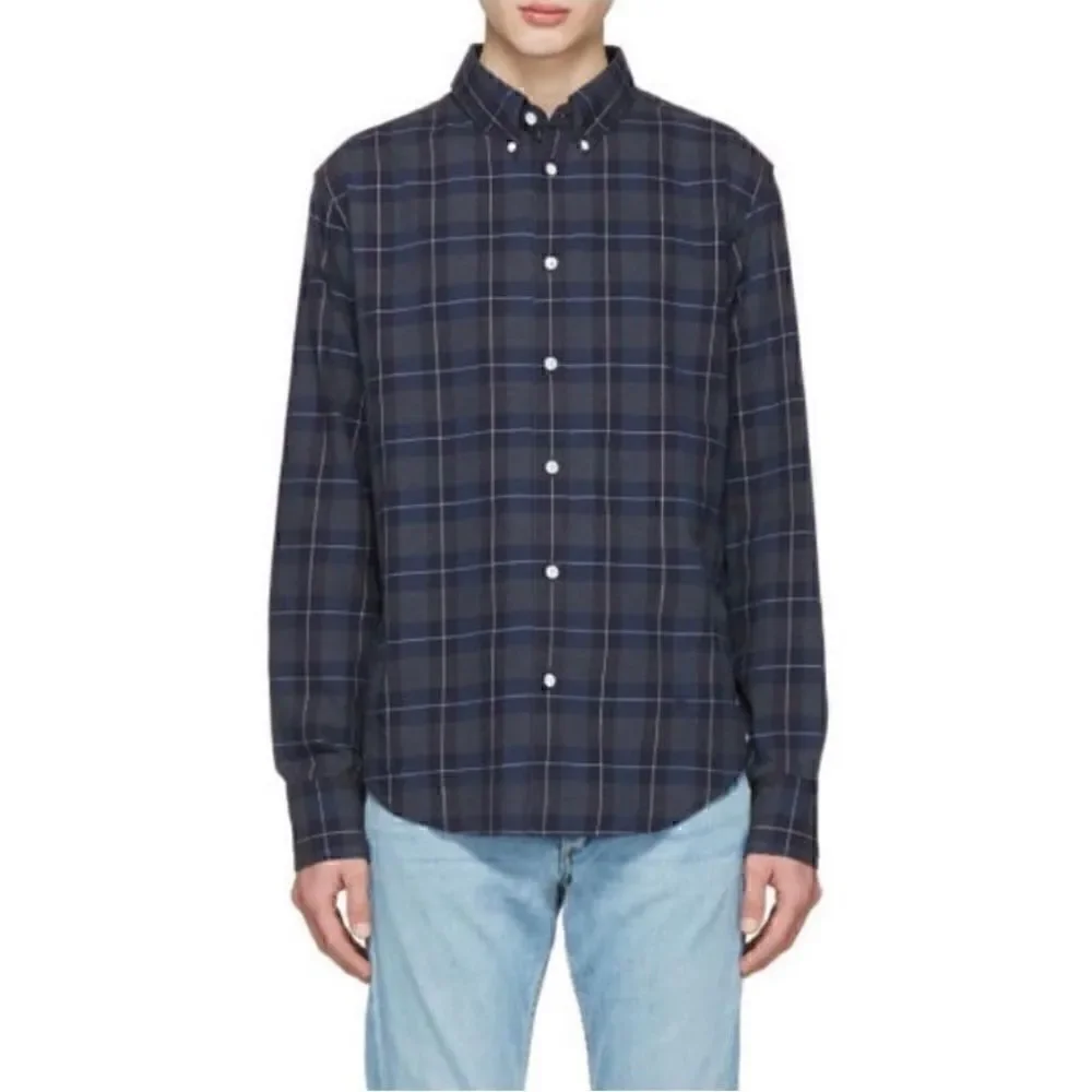 Rag & Bone men’s navy multi checkered slim fit Tomlin button down shirt